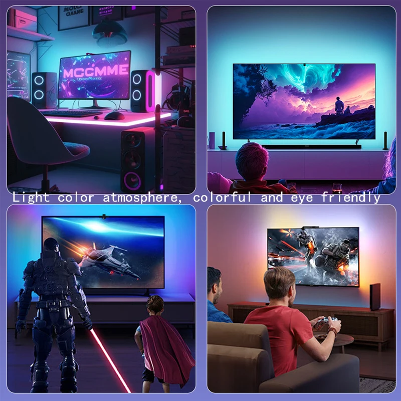 PC/TV SYNC Backlight USB RGBIC LED Strip Flexible Lamp Tape with Color Capture Sensor Bluetooth APP Music SYNC for Rome Decor