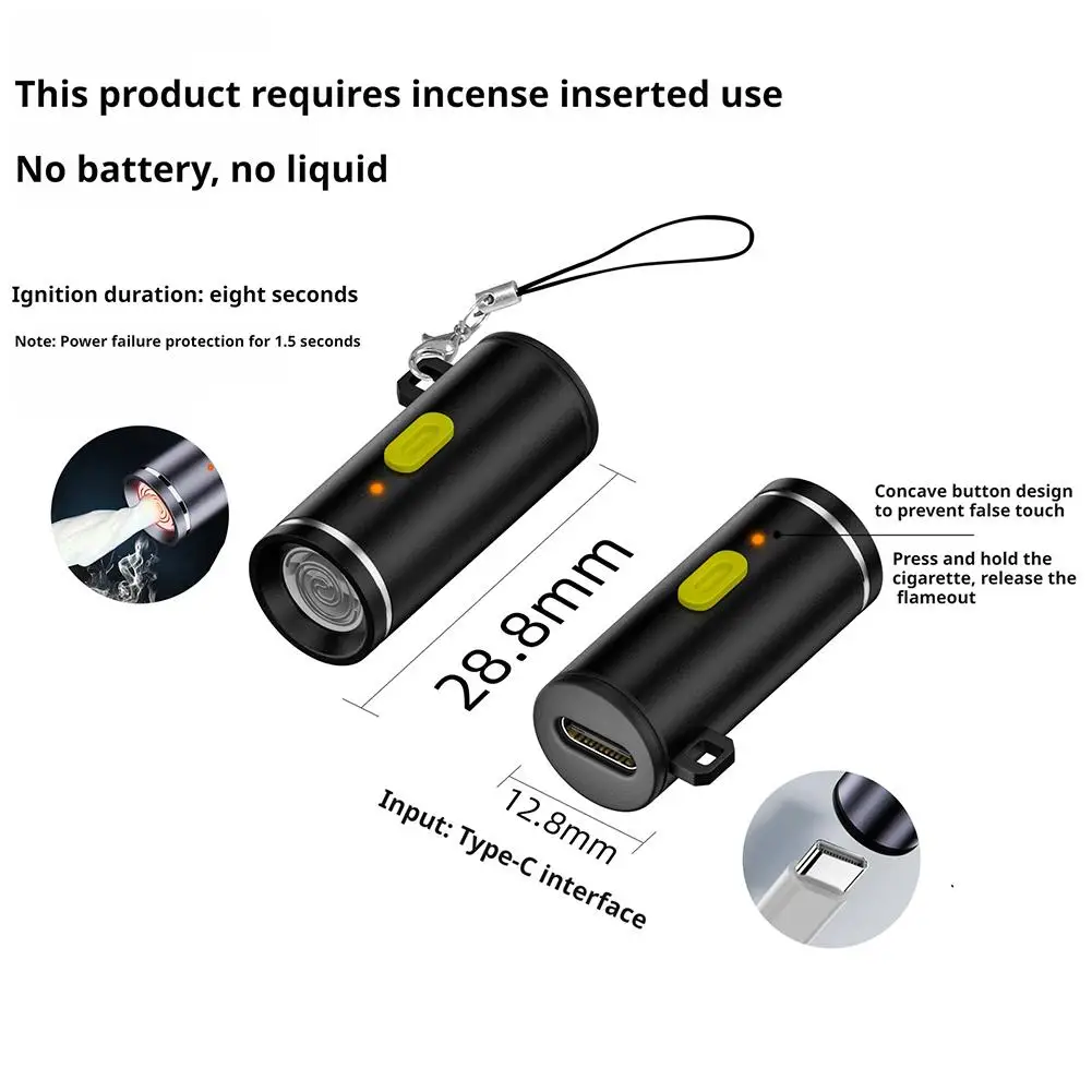 PHONEPACE Ultra - ¡Pequeño volumen! Encendedor enchufable tipo C, resistente al viento para uso al aire libre, preocupación, libre para viajes de negocios