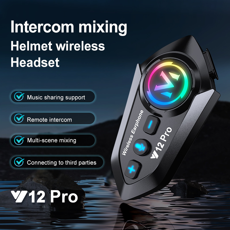 Y12 pro capacete da motocicleta interfone bluetooth 5.4 fone de ouvido à prova dwaterproof água 500m intercomunicador alto-falante sem fio handsfree interfone