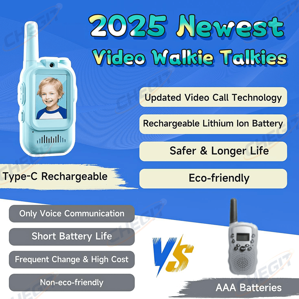 Children's Video Walkie-Talkie 2PCS Rechargeable 2-inch High-definition Screen One-Click Call Cartoon Intercom For Kids Gifts