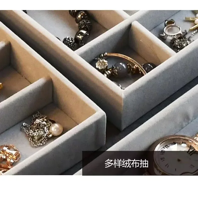 กํามะหยี่อะคริลิคเครื่องประดับ 3 ลิ้นชัก STACKABLE จัดเก็บต่างหูสร้อยคอสร้อยข้อมือกล่องสําหรับสตรี