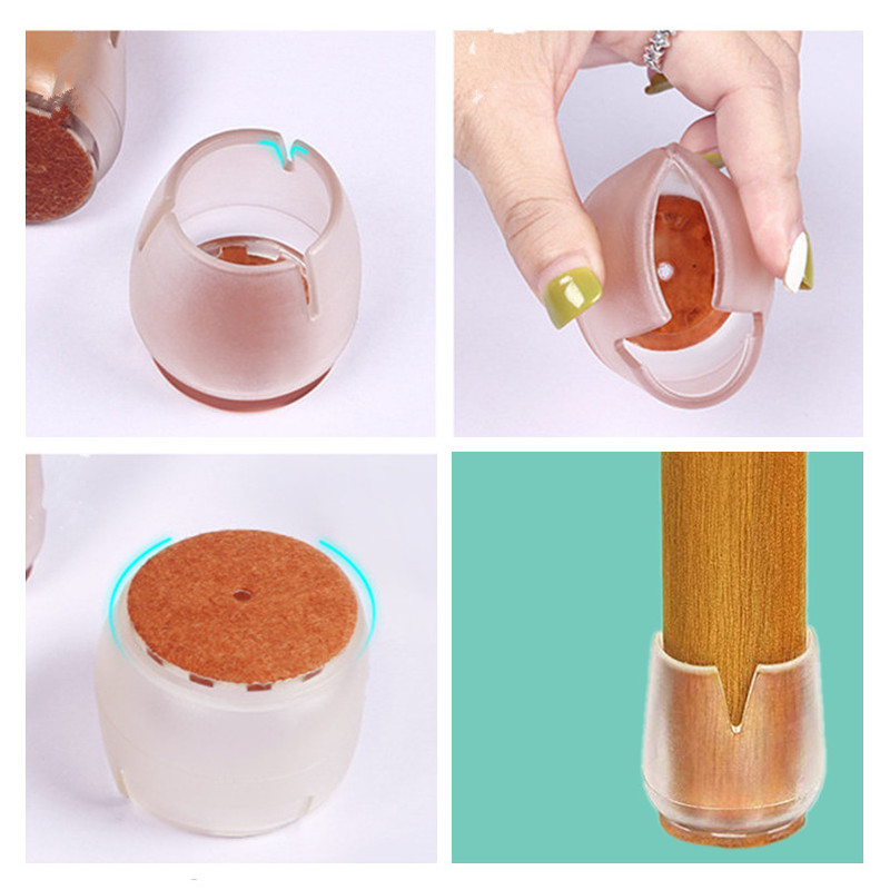 24pcs 12-16mm 라운드 의자 다리 캡 양말 미끄럼 방지 실리콘 의자 소파 테이블 발 커버 패드 펠트 바닥 보호대 가구 부품