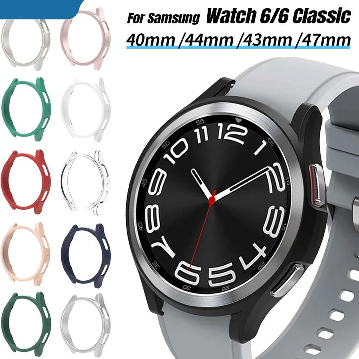 Capa para samsung galaxy watch 6 clássico 47mm 43mm protetor de tela pc pára-choques completo galaxy watch 6 40mm 44mm acessórios