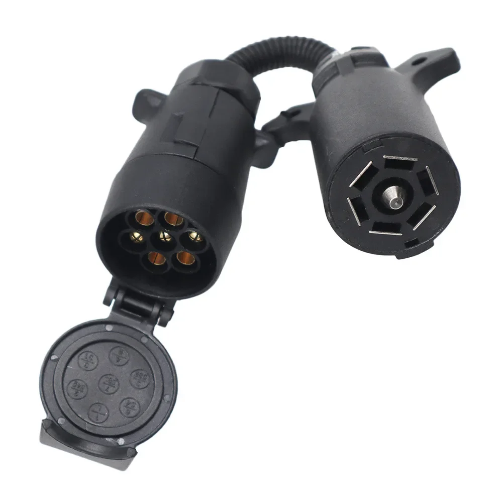 Conector de remolque RV de 7 hojas a 7 pines, adaptador de enchufe de remolque, adaptador de enchufe de enchufe RV duradero e impermeable, protege los accesorios
