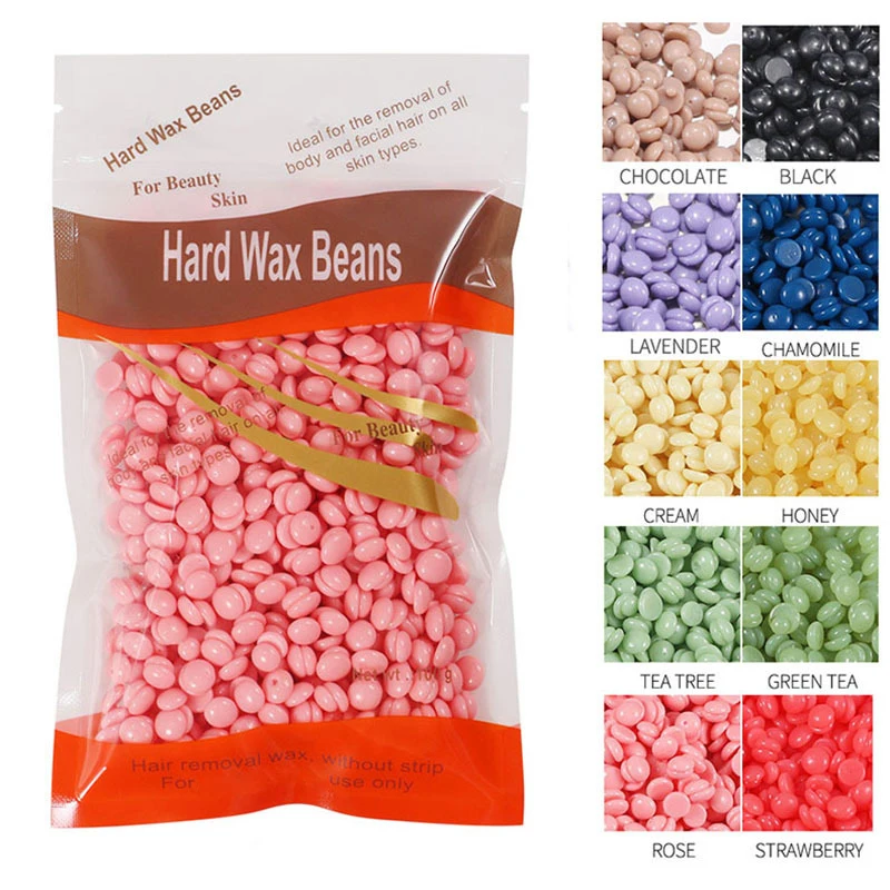 100g de frijoles de cera dura para depilación, película caliente, cuentas de cera, depilación sin papel, sin tira, depilatoria para cuerpo completo, Bikini, cara y pierna