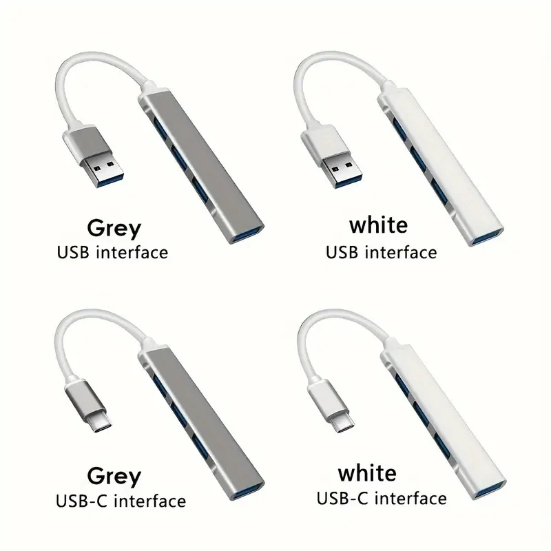 Extensor USB C tipo C, adaptador divisor de 4 puertos, estación de acoplamiento OTG para teléfono, Macbook Pro 13 15 Air, PC, ordenador portátil