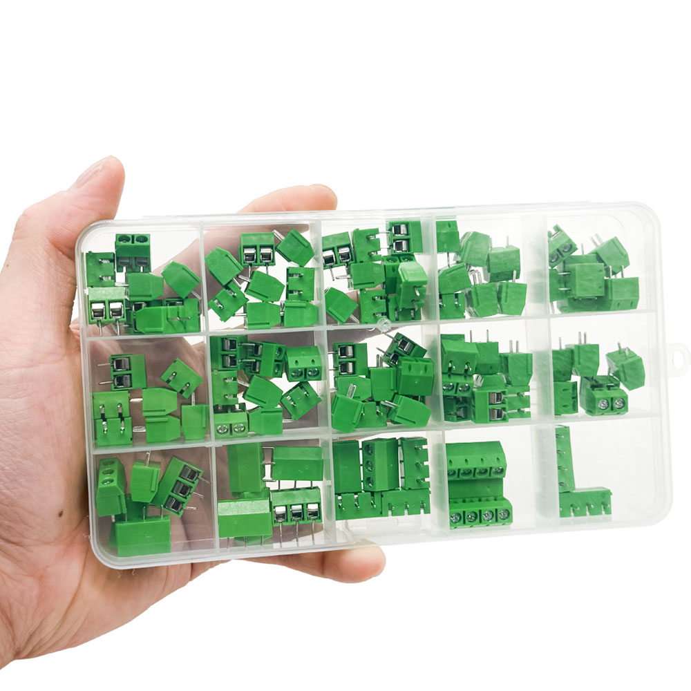 100PCS KF301-2P 3P 4P PCB Kit terminal 5.08MM post splicing plug-in green Kit