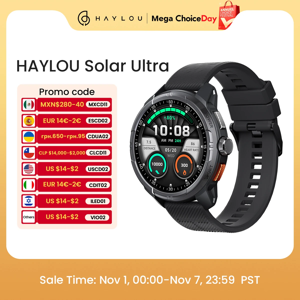 HAYLOU Solar Ultra GPS Смарт-часы 1,6 дюйма AMOLED-дисплей 5ATM Водонепроницаемые встроенные GPS Bluetooth-телефонные звонки Спортивные умные часы