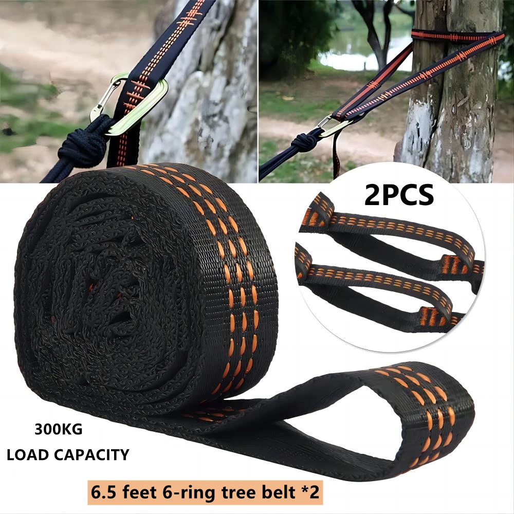 2Pcs Super Strong Hammock Strap Special Reinforced Polyester Multi Ring Hammocks Strap Outdoor Camping Travel Portable Tree Rope