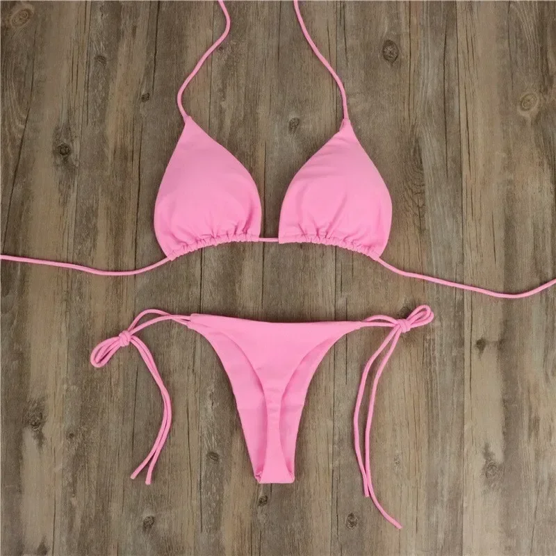 Bikini string uni à nouer sur le côté, maillot de bain à couper le souffle avec un design de bandage féminin – Bikini brésilien idéal pour la plage