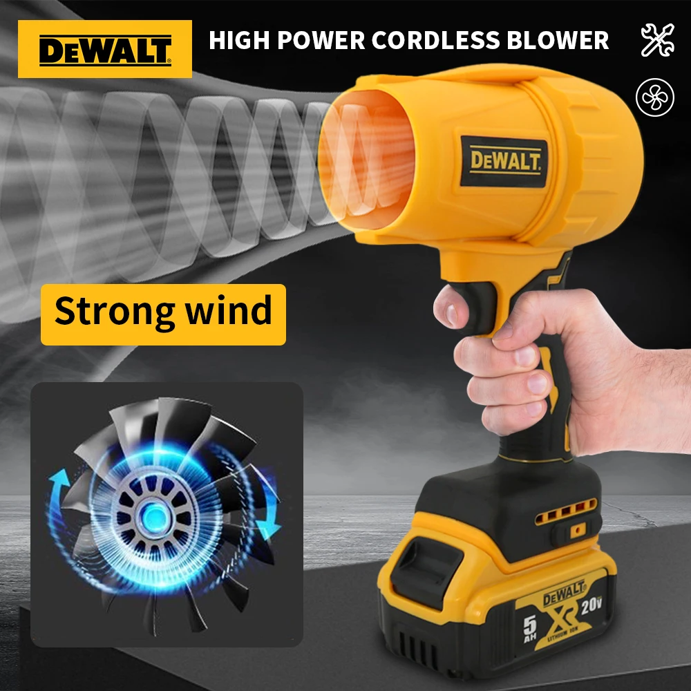 DEWALT เครื่องเป่าลมไร้สาย Brushless พัดลมเทอร์โบพัดลมรุนแรง 800g Thrust มือถือฝุ่นเป่าเครื่องมือชาร์จ 20V แบตเตอรี่