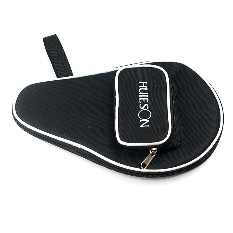 Huieson 空のダブルサイズひょうたん型オックスフォード布卓球ラケットケース ジッパー付き外ポーチ付き パドル2本とボール3本用
