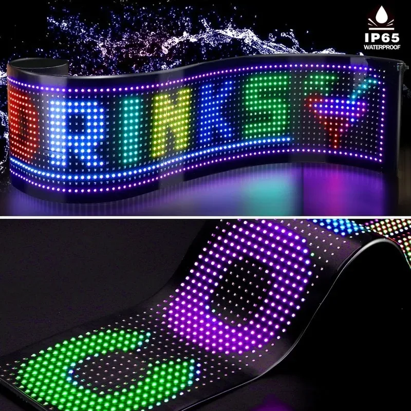 LED Matrix Pixel Panel USB 5V RGB Car Sign Bluetooth App Control Flexible Addressable Pattern Graffiti Scrolling Text Animation