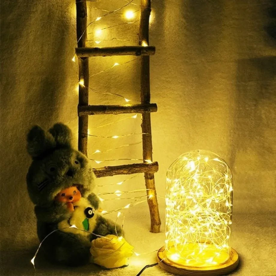 YzzKoo LED ทองแดงลวดไฟ Fairy แบตเตอรี่ขับเคลื่อนไฟ LED String งานแต่งงานในร่มตกแต่งคริสต์มาส Garland ไฟ
