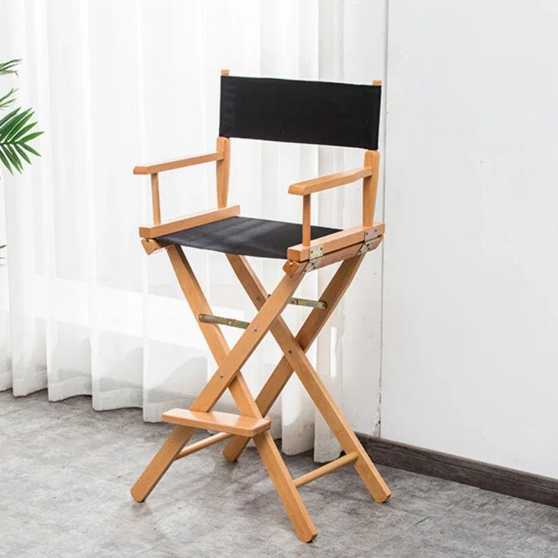 Silla de director plegable de madera maciza para ocio al aire libre, taburete de maquillaje con respaldo de lona, asiento práctico de llevar, silla de pesca