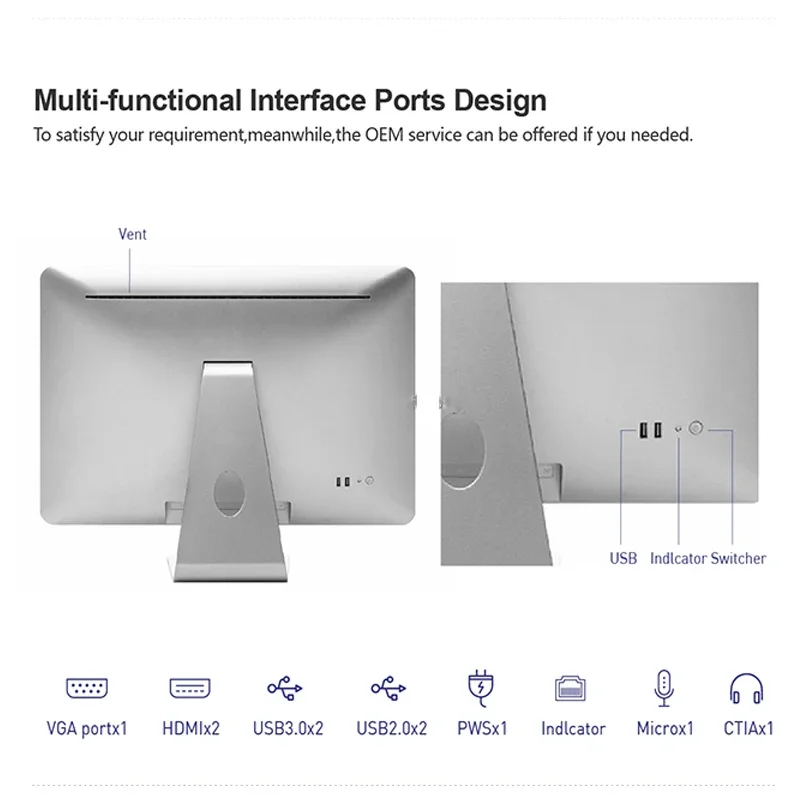 Computadora de escritorio AIO WiFi RJ45 21,5 pulgadas i3 i5 i7 PC todo en uno