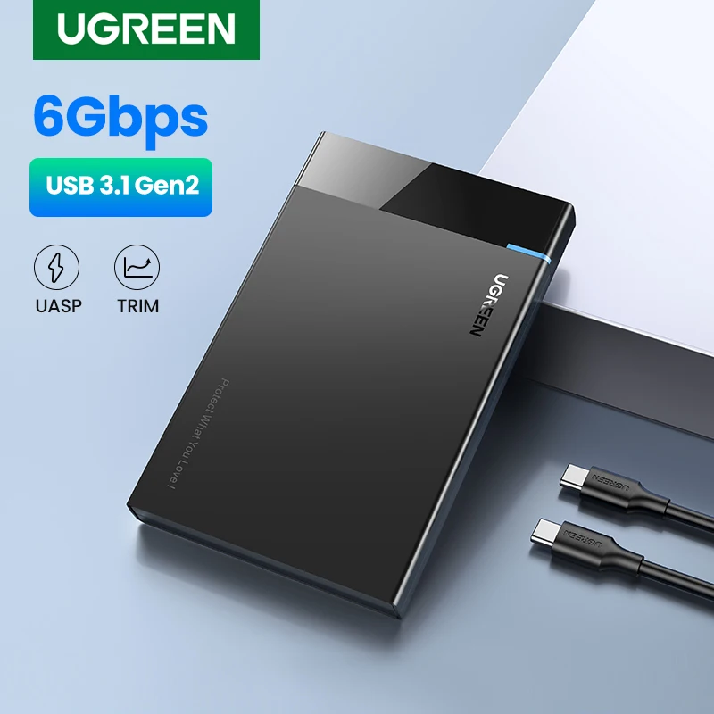 HDD корпус Ugreen, корпус для жесткого диска с переходником 2,5 SATA к USB 3,0, коробка для SSD диска HDD, типа C 3,1 корпус HD внешний HDD корпус