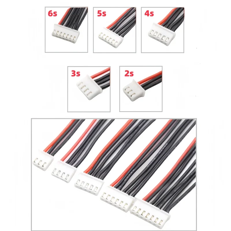 10 unids/lote 2S 3S 4S 5S 6s cable de silicona 15 20 30cm línea de carga de equilibrio B6 enchufe de carga de equilibrio línea de montaje de batería de litio