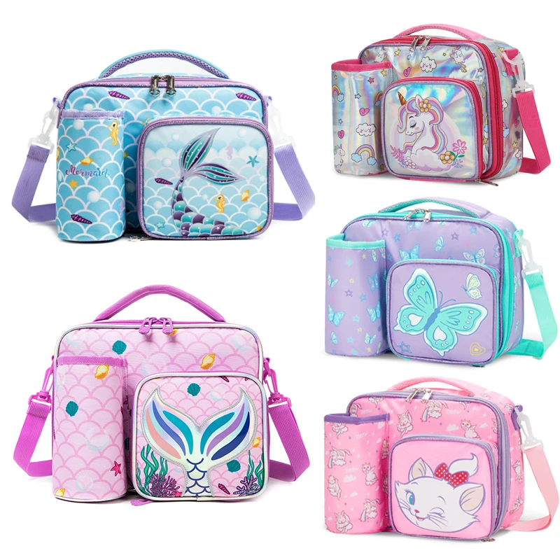Borsa per il pranzo più fresca con motivo a cartoni animati Borsa per il pranzo Oxford isolata portatile fresca Borsa termica per il pranzo da picnic per alimenti per ragazze Bambini