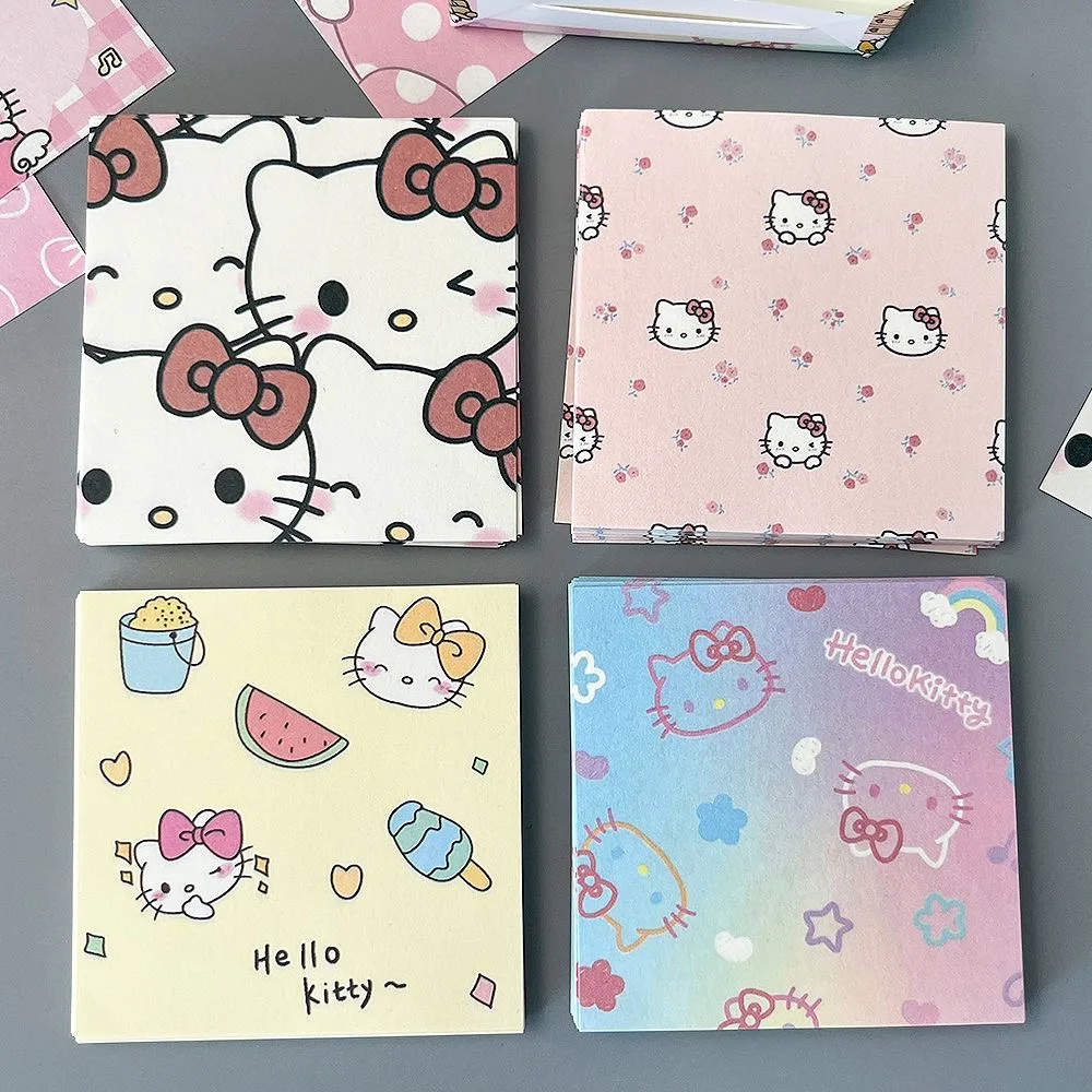 Sanrio HelloKitty Sticky Note Box Non-sticky Sticky Note Colored Paper Notepad Student Cartoon Girl Message Book Handbook 200
