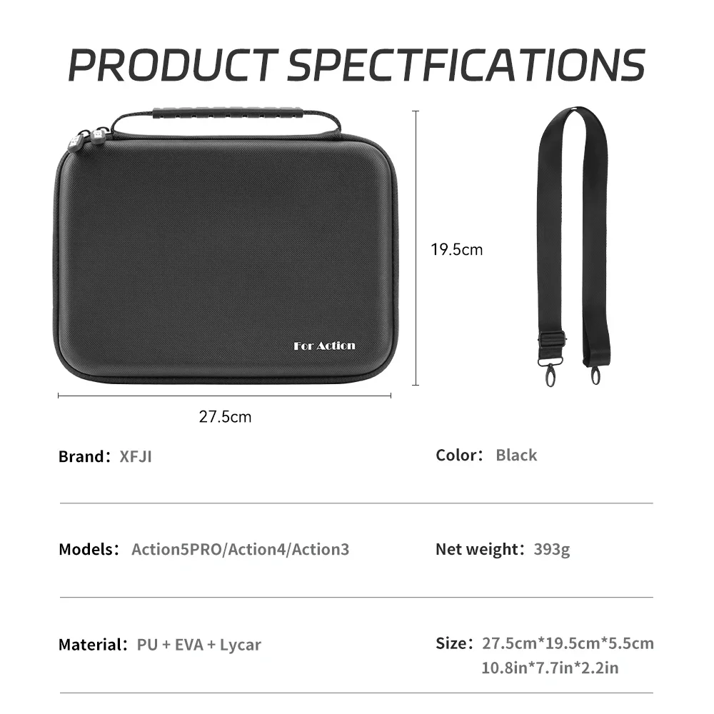 Portable Case Waterproof Bag Charger Battery Base Selfie Stick Storage Handbag for DJI Osmo Action 5 PRO 4 3 Camera Accessories