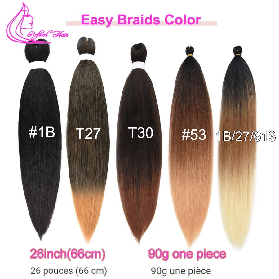 Raffiniertes Haar, vorgedehnt, EZ Braid, synthetisches Ombre-Braun, hellbraune Zöpfe, Extensions, Senegal Twist Yaki, glattes Häkelhaar