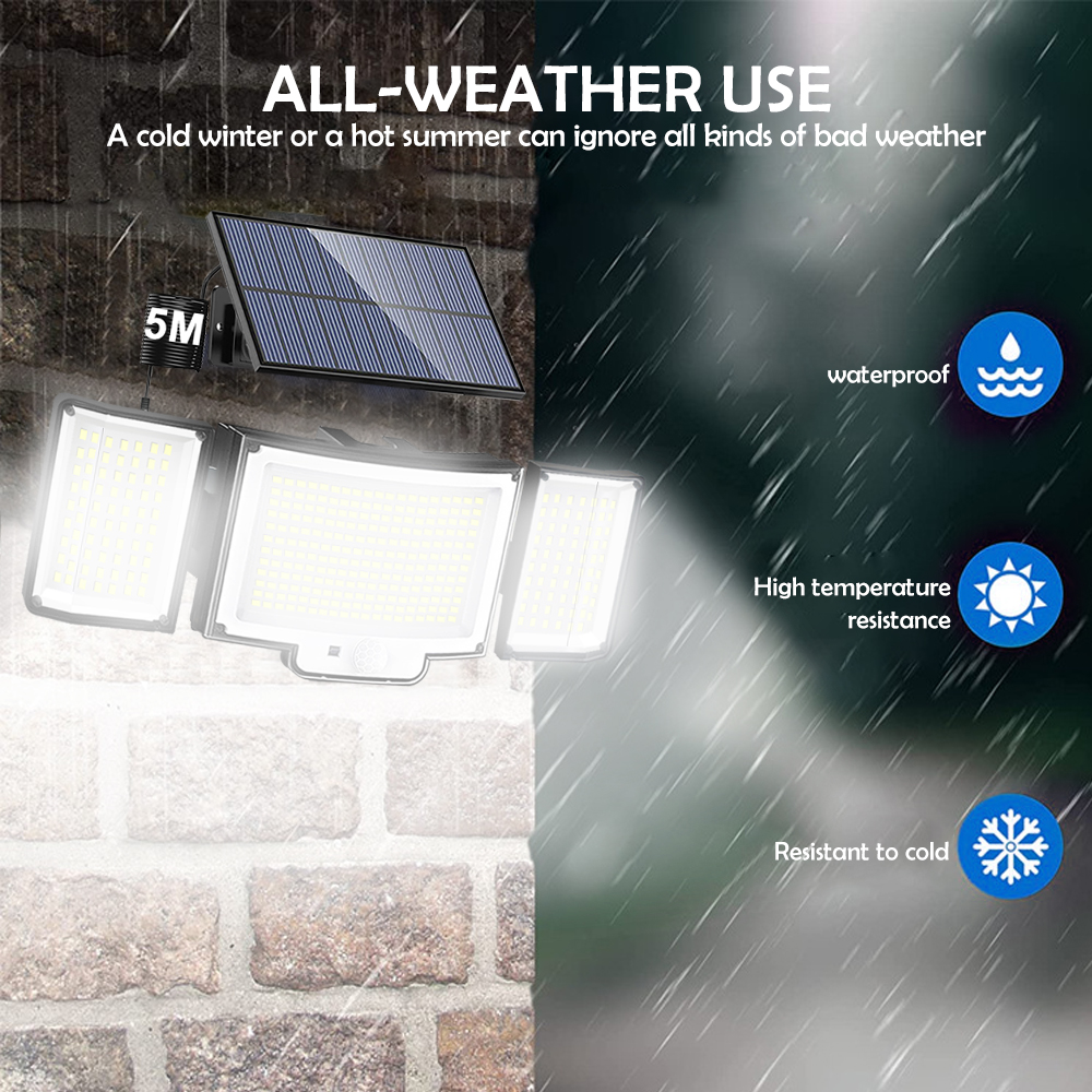 ใหม่ 366LED พลังงานแสงอาทิตย์กลางแจ้งไฟพลังงานแสงอาทิตย์ Security Light Motion Sensor 234LED Wall Light IP65 สวนกันน้ํา