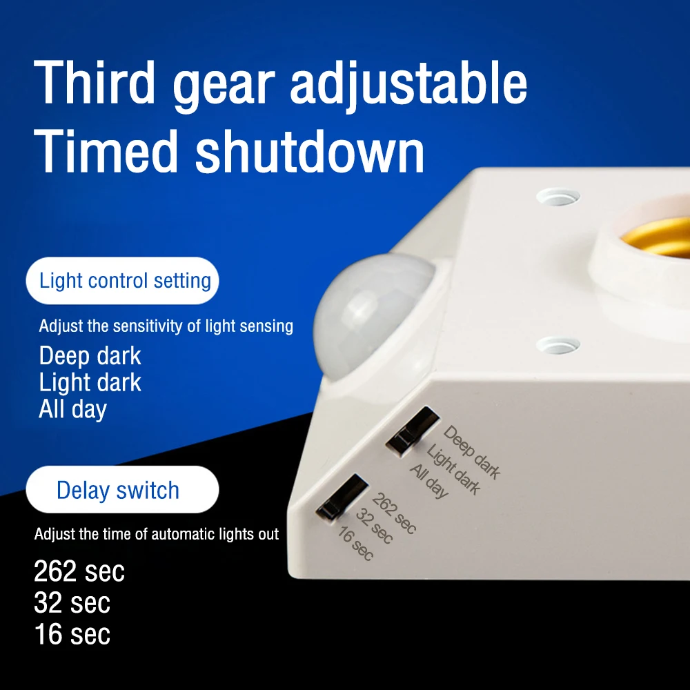 AC110-240V Automatic Human Body Infrared IR Sensor Lamp Holder LED Light E27 Base PIR Motion Detector Wall Lamp Holder Socket