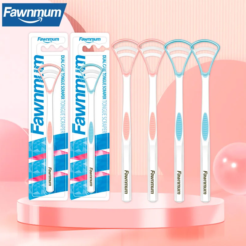 Fawnmum-limpiadores raspador de lengua de doble uso, cepillo de limpieza reutilizable para la salud bucal, cuidado de la higiene, cepillo de dientes para la boca, aliento fresco, 2 uds.