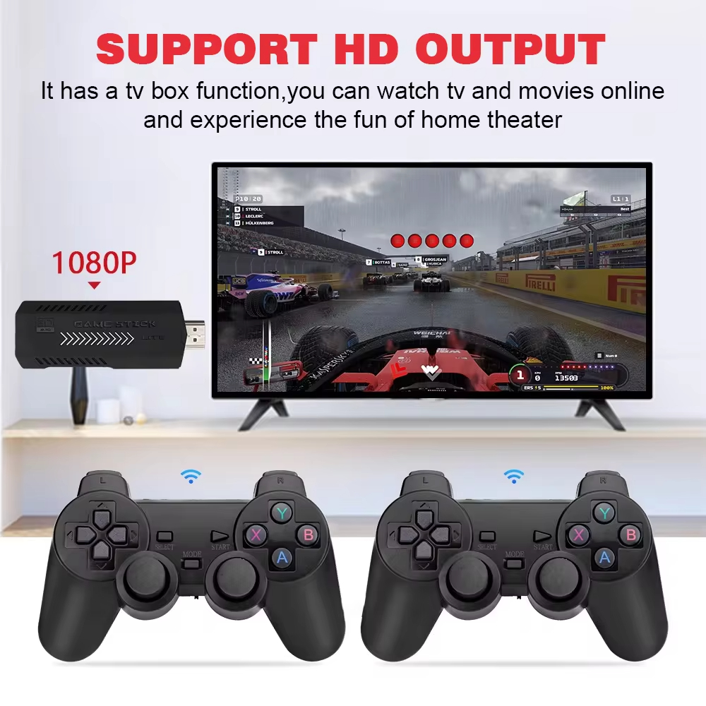 新しい X2 プラスゲームスティック GD10 プロ 4K HD レトロビデオゲームコンソールワイヤレスコントローラ 128 グラム 40000 ゲームテレビ 50 エミュレータ PS1/N64