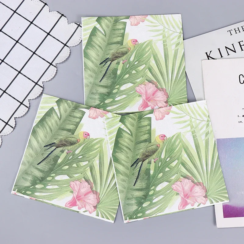 20pcs/Pac 2-layer 33cm Printing Napkins Colorful Parrot Flowers and Birds Pure Wood Pulp Paper Towels Butterfly Bone Bart Paper
