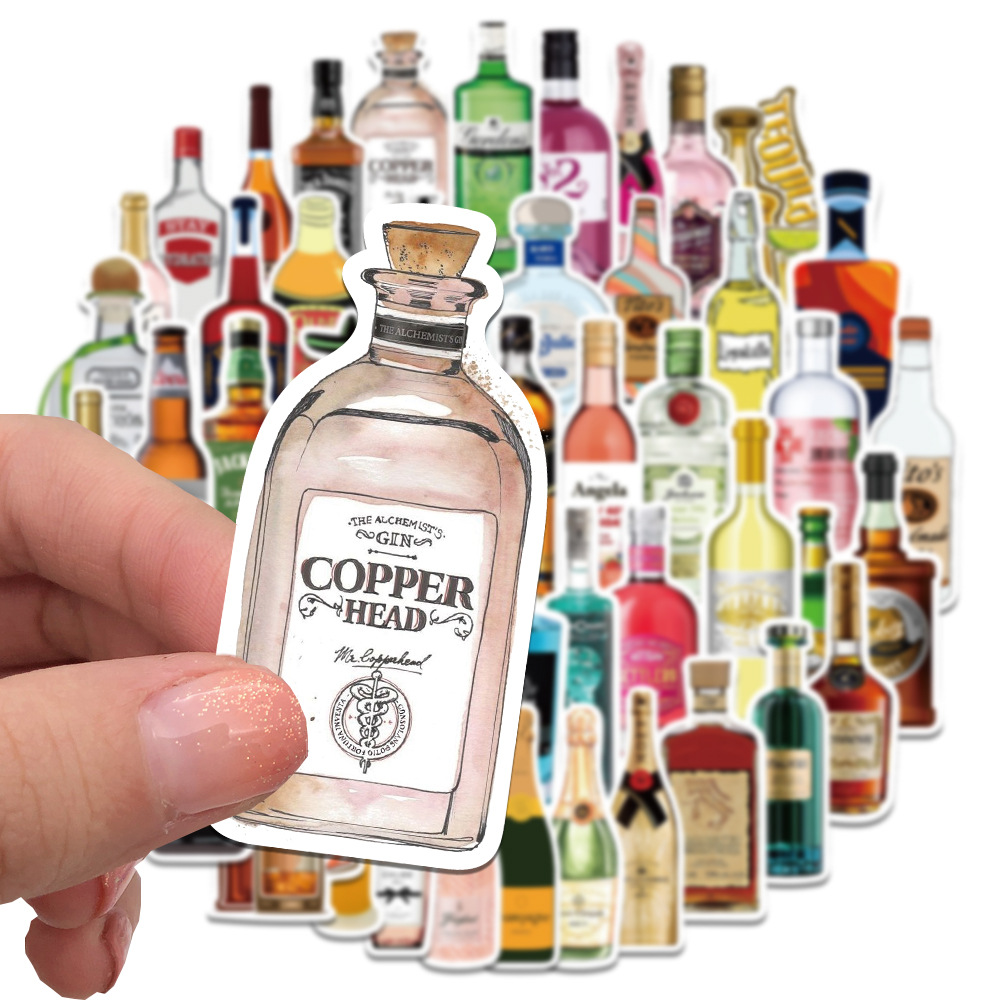 10/30/50 шт., водонепроницаемые наклейки в виде бутылки шампанского