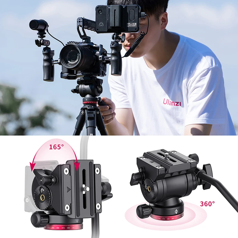 Ulanzi ombra 1,6 m video reise stativ 360 ° panorama fluid drag pan stativ max last 6kg arca schweizer platte für dslr kamera