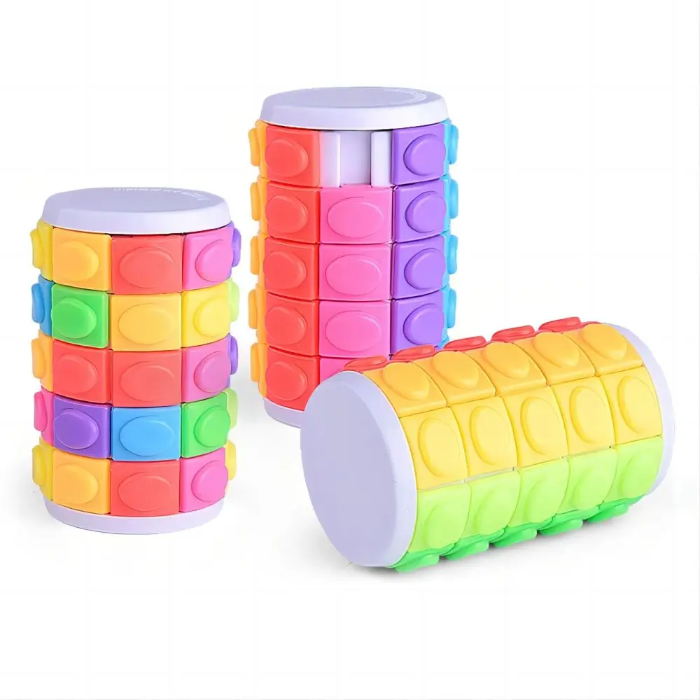 Cubo mágico quebra-cabeça cilindro 3d quebra-cabeça girar brinquedo fidget multi-camada cérebro teasers slide lógica mão jogo colorido sensor deslizante