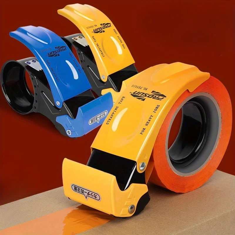 Dispensador de cinta de embalaje portátil resistente, corte y sellado automático, estructura metálica, utilizado para un sellado eficiente de cajas