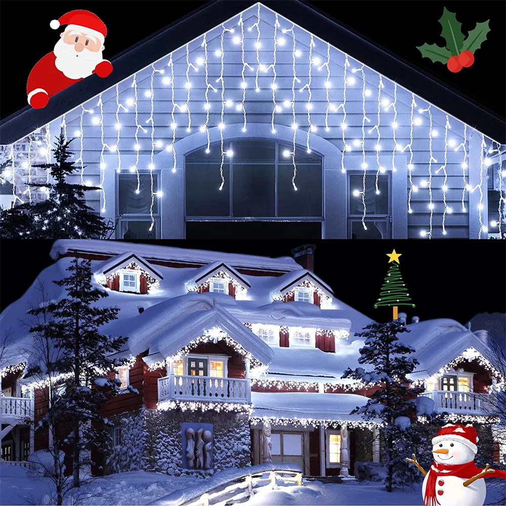 Luci di natale tenda stringa di luce cascata decorazione esterna 5M Droop 0.4-0.6m fata luci a Led per le vacanze in giardino