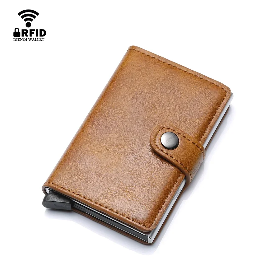 Rfid เยี่ยมชมผู้ถือบัตรเครดิตหรูหรากระเป๋าสตางค์สมาร์ทขนาดเล็กโลหะธุรกิจผู้ถือบัตรผู้หญิง Minimalist Walet สําหรับชาย