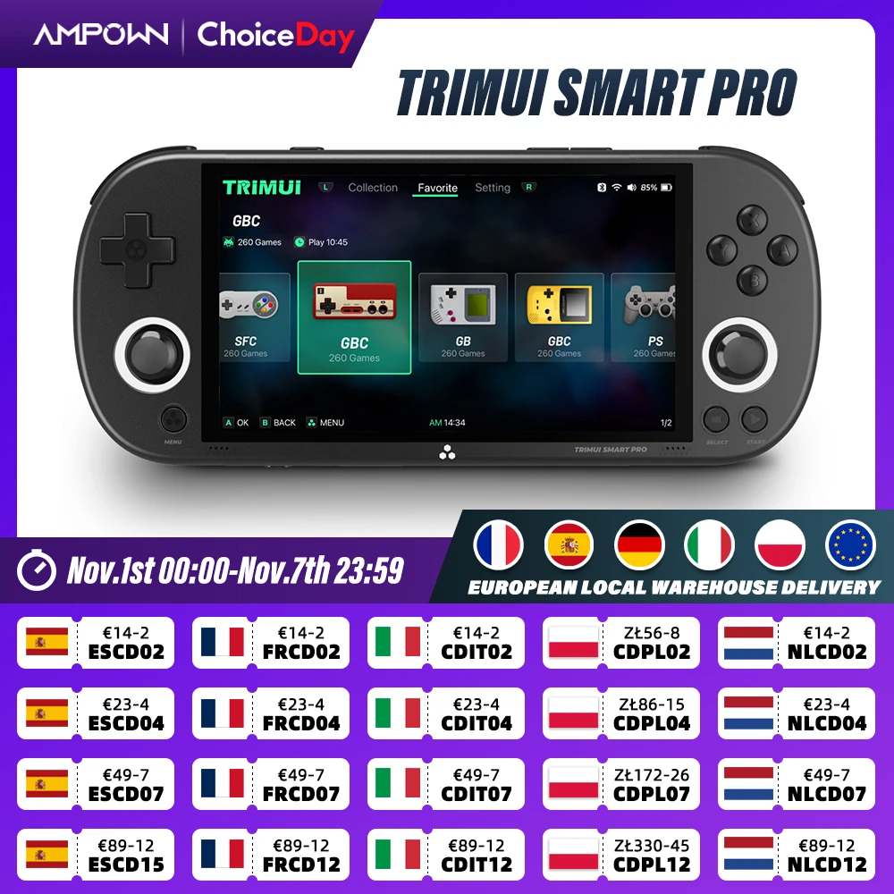 Console di gioco portatile Trimui Smart Pro Schermo IPS da 4,96 pollici Console per videogiochi Sistema Linux Console per videogiochi retrò Regali di compleanno