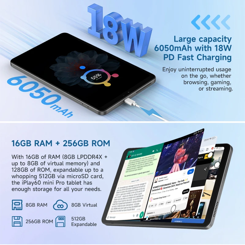 ALLDOCUBE iPlay60 Mini Pro Tablet 8,4 дюйма Helio G99 16 ГБ (8 ГБ + 8 ГБ Virtual) RAM 128/256 ГБ ПЗУ 6050 мАч 4G LTE Android 14 Tablet