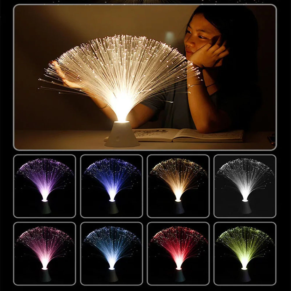 Luces LED de fibra óptica con carga USB, luz nocturna de cielo estrellado colorida, lámpara de ambiente festivo, centro de mesa de boda, decoración navideña