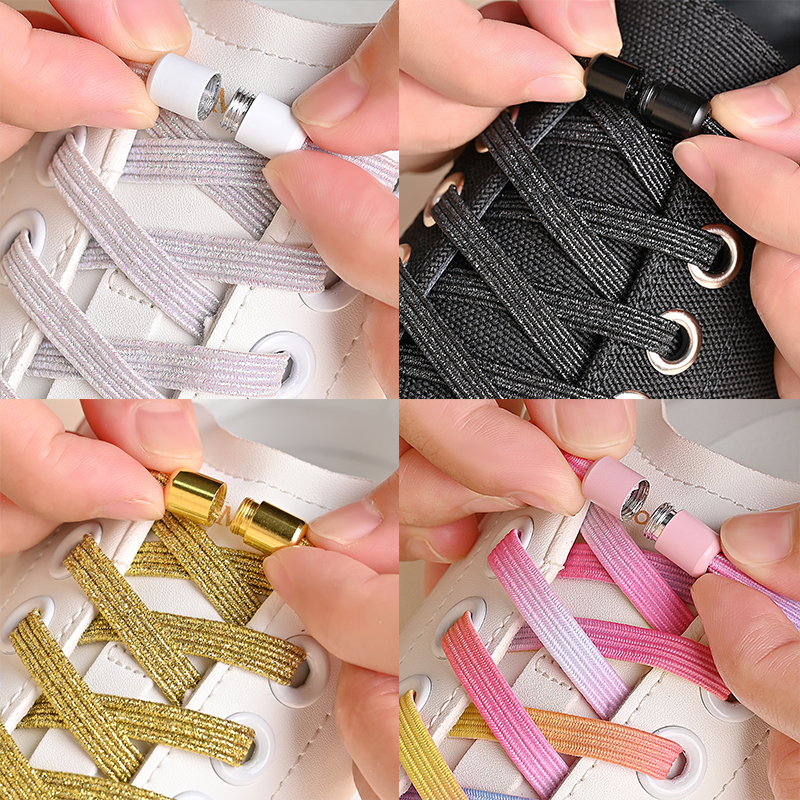 1 paio/2 paia/4 paia senza cravatta lacci delle scarpe fibbia colorata lacci delle scarpe perla luce colorata moda senza cravatte lacci elastici sneaker
