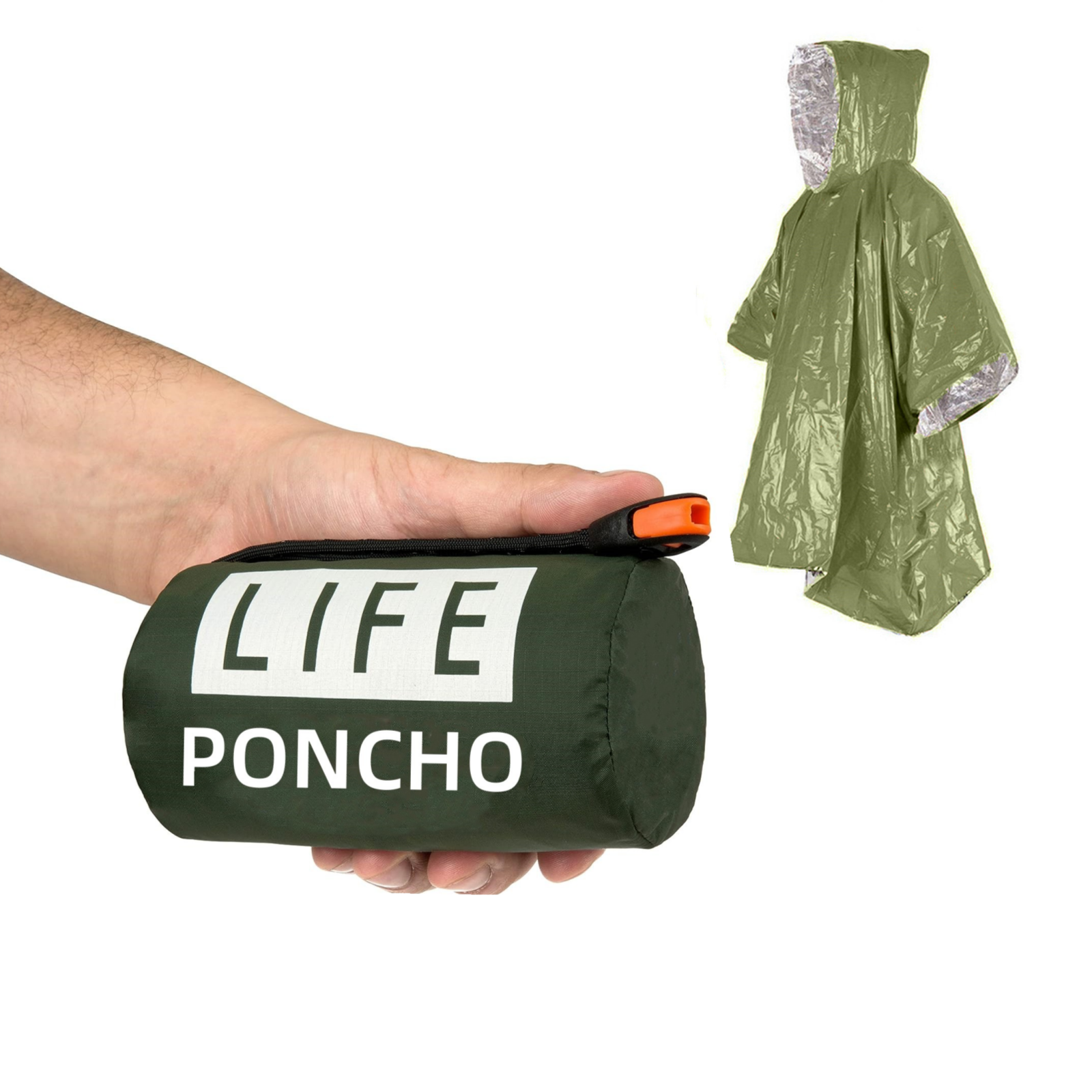 Poncho Life para sobrevivência de emergência, cobertor de chuva térmica, calor reflexivo, impermeável, para camping e caminhadas