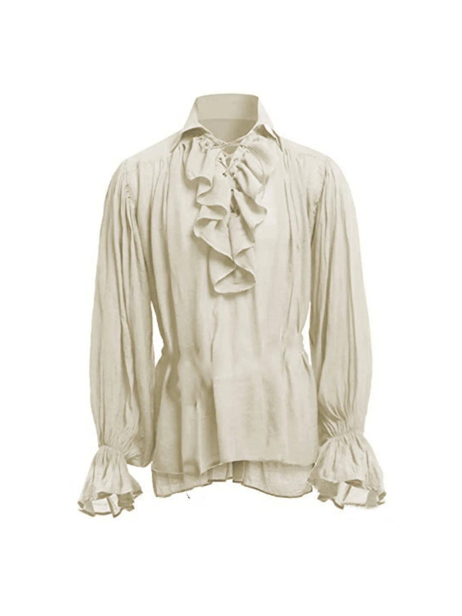 Camicia da uomo pirata Vampiro Principe Poeta Camicie Buccaneer medievale con volant Con lacci Camicetta gotica vintage rinascimentale
