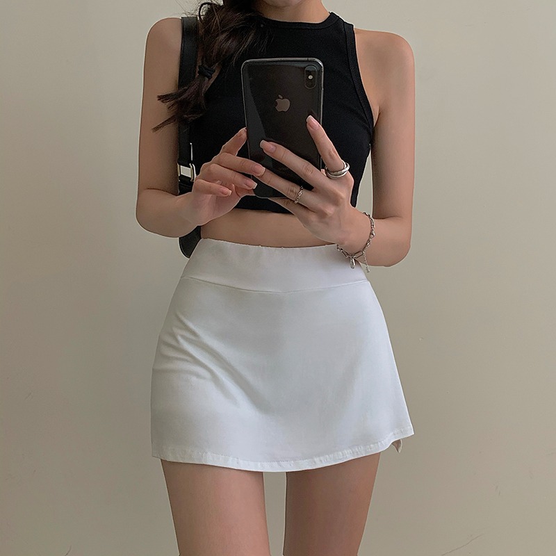 Saia de tênis feminina cintura alta sexy menina saco apertado hip saia curta verão esportes culottes dividir a linha mini saia y2k