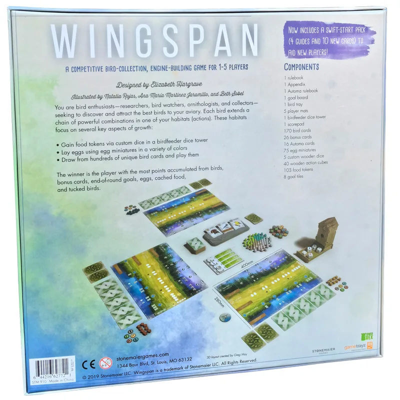 Jogo de envergadura versão 2018 Espalhe suas asas e voam Jogo de tabuleiro Hummingbird Swift Start Pack