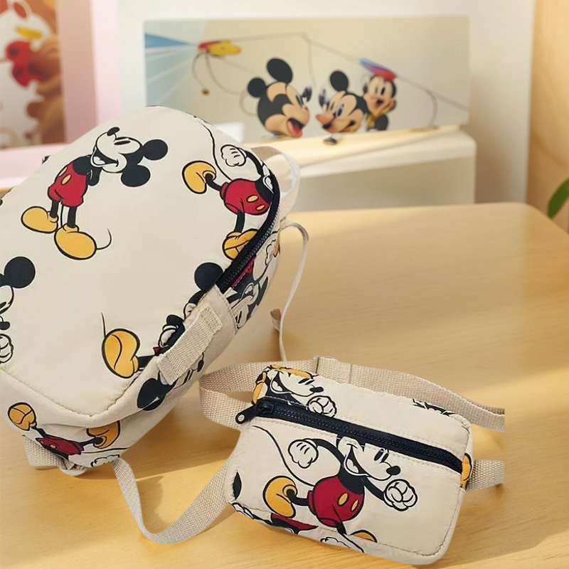 Nueva mochila de Mickey Mouse con estampado de dibujos animados de Disney, mochila escolar ligera para niños, bolso pequeño, 2 uds.