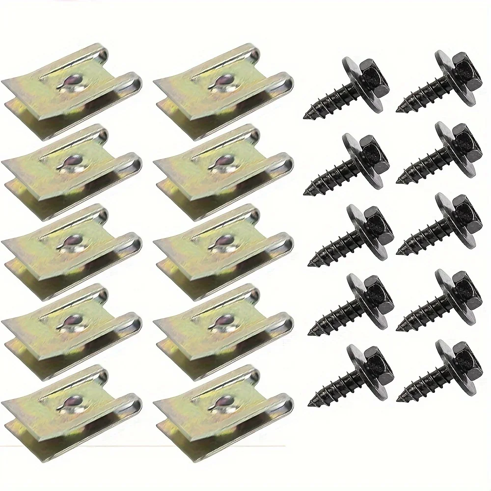 Car Screw Base U Clip Car Modification Fastener Metal Fender Bumper Protection Clip Interior Accessories Automobile Fasten