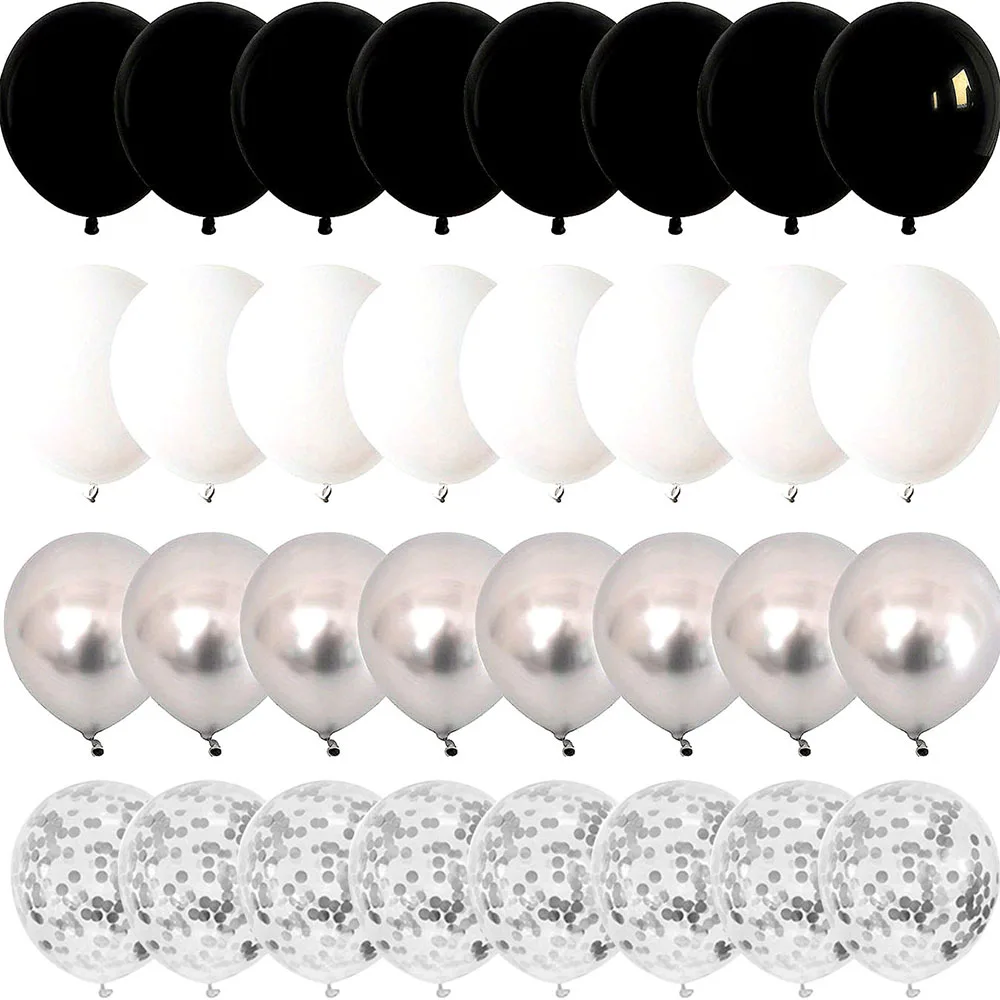 40 Stück schwarz-weiße Konfetti-Ballons für Geburtstagsdekoration, Abschlussfeier-Dekoration, Hochzeitstag-Dekoration,