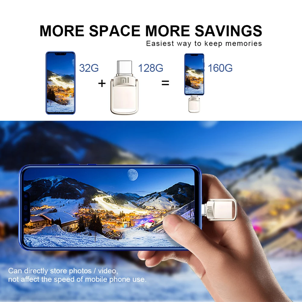 XIAOMI 2TB USB Flash Drive Lightning Interface 2 IN 1 USB3.0 Pen Drive 1TB TYPE-C Pendrive Usb Memory Disk For Android/iphone