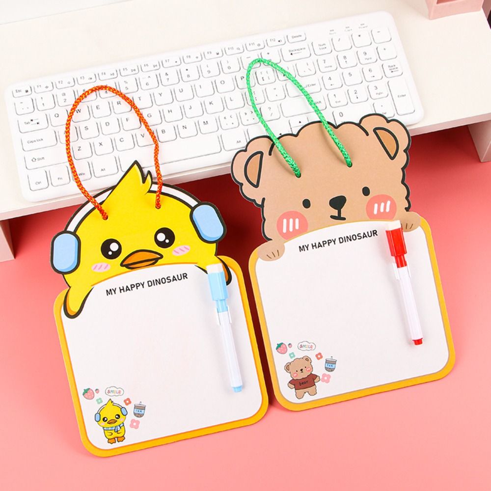 Cute Erasable Whiteboard Portable Suspendable Creative Whiteboard Notebook Cartoon Animal Shape Reusable Drawing Board Students